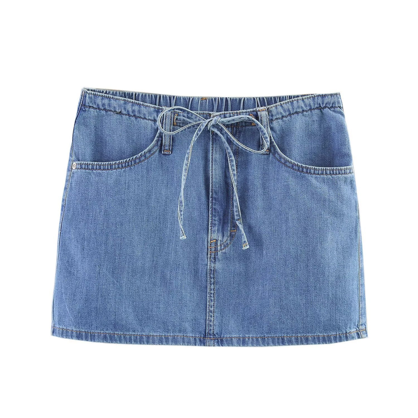 Emily | Drawstring Waist Denim Mini Skirt