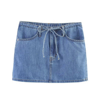Emily | Drawstring Waist Denim Mini Skirt