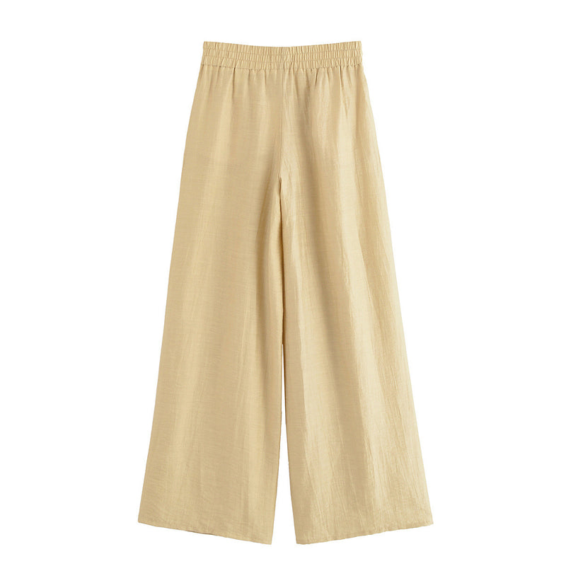 Zoe | Casual Wide Leg Linen Trousers Cream