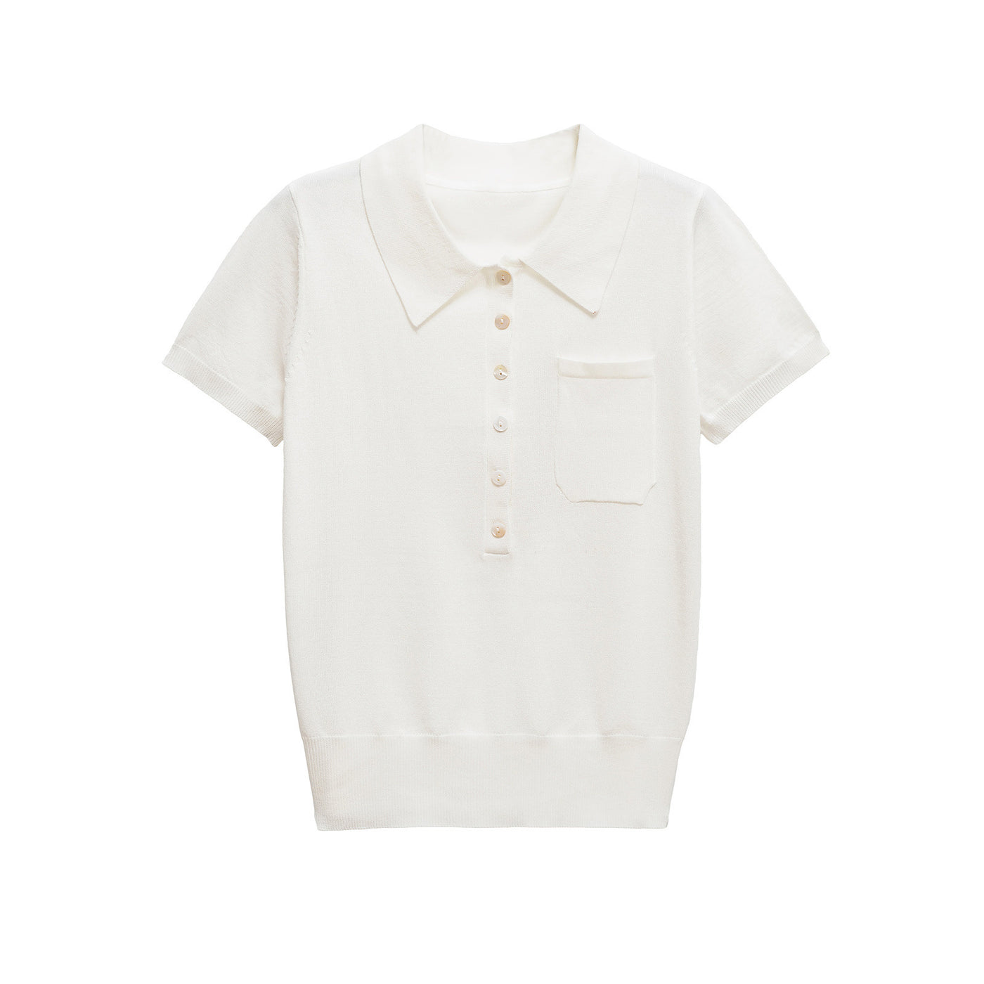 Harper | Pocket Detail Cropped Knit Polo Top