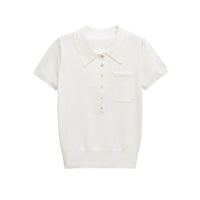 Harper | Pocket Detail Cropped Knit Polo Top