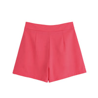 Heidi | Front-Pleat Wide-Waistband Tailored Shorts