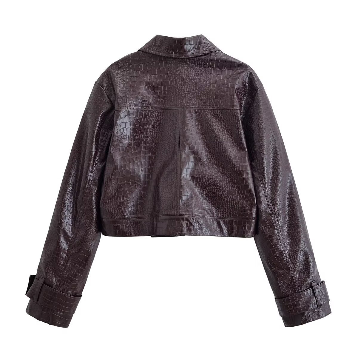 Maisie | Croc Embossed Faux Leather Jacket Trousers Set
