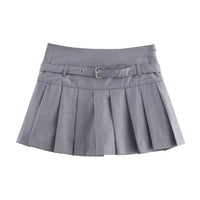 Beatrice | Belted Knife Pleat Mini Skirt