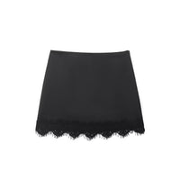 Alice | Lace Trim Satin Mini Slip Skirt
