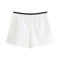 Violet | High-Waist Contrast Waistband Tailored Shorts