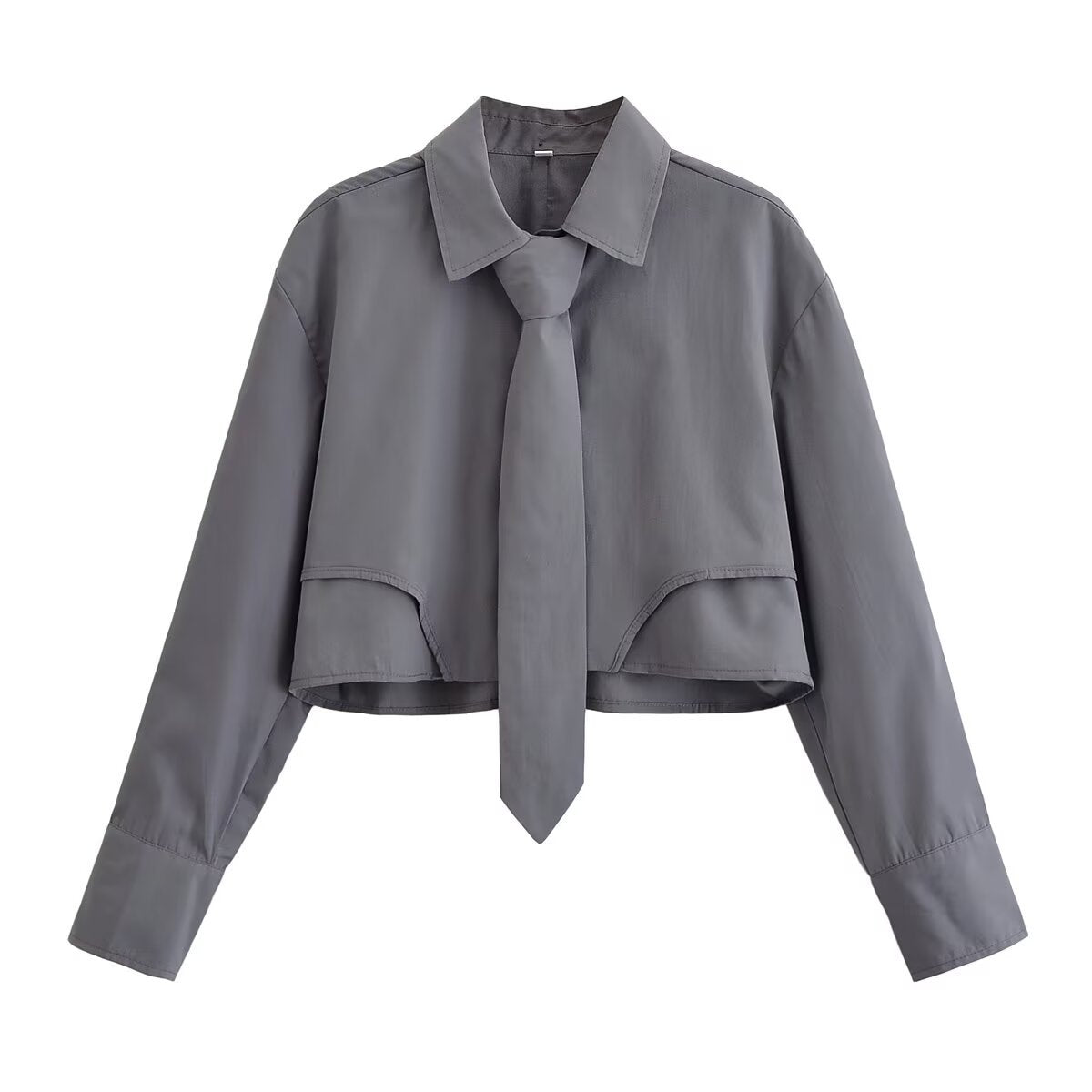 Zoe | Smart Casual Cropped Shirt Grey