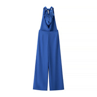 Felicity | Wide-Leg Cowl Halter Jumpsuit in Pink, Black & Blue