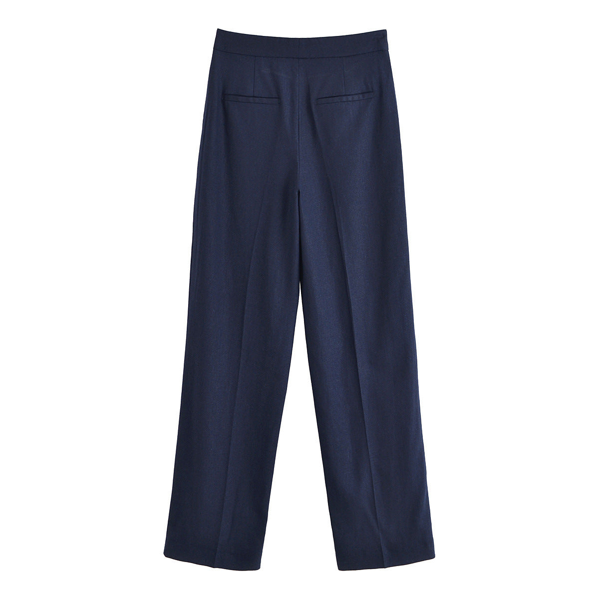 Juliet | Flat Front Seam Pocket Tailored Straight-Leg Trousers in Red and Navy