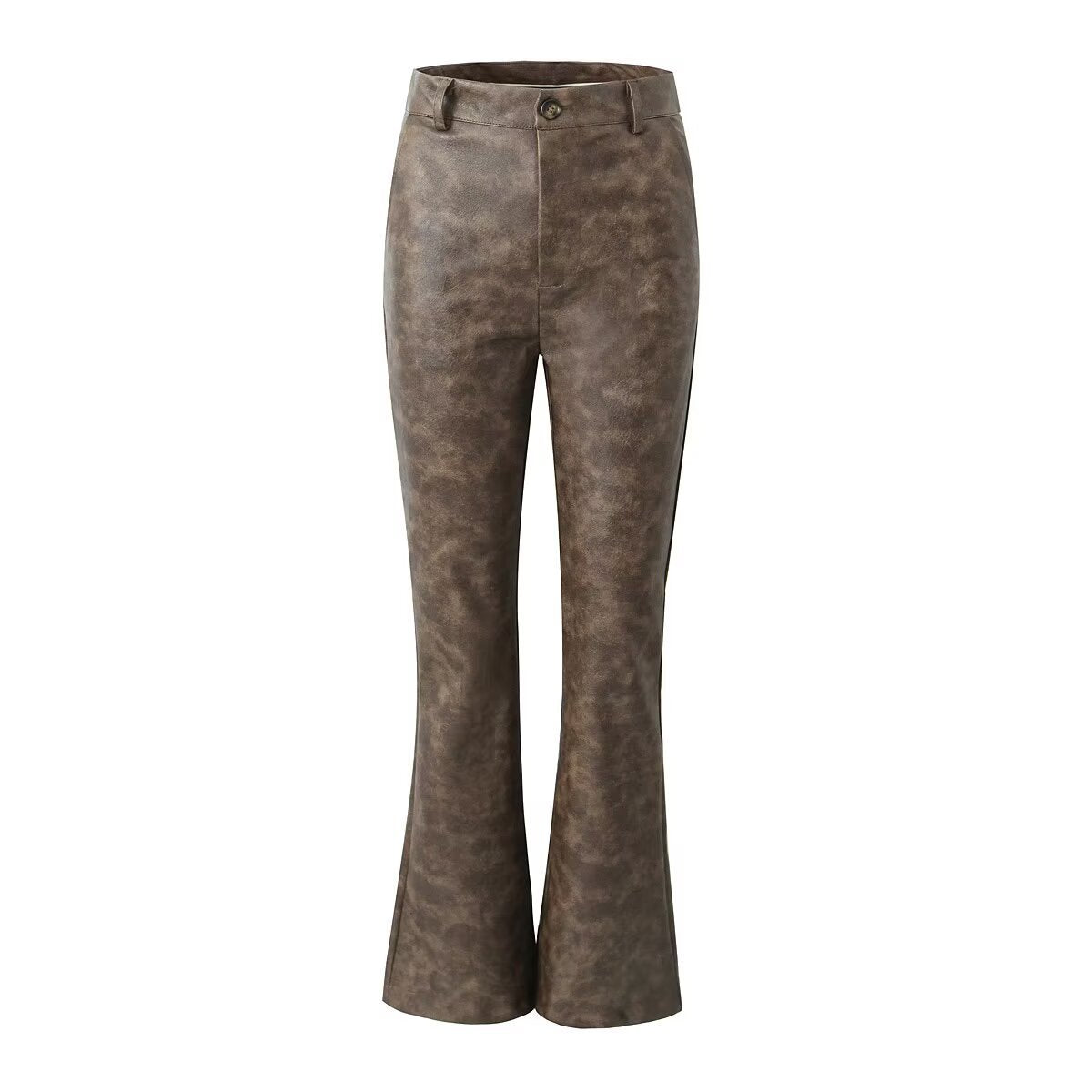 Rowan | High-Waist Slip Pocket Faux Leather Wide-Leg Trousers