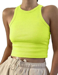 Kiki Ribbed Racer Tank Top - Neon Yellow
