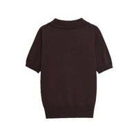 Mila | Flower Button Cropped Knit Polo Top