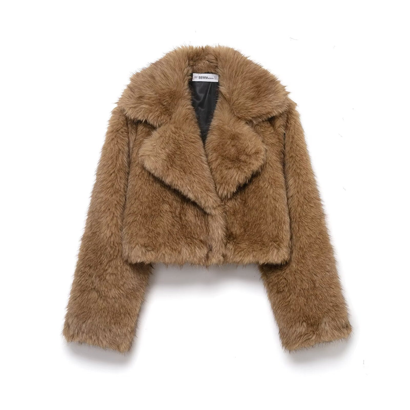 Georgia | Brown Faux Fur Lapel Cropped Jacket