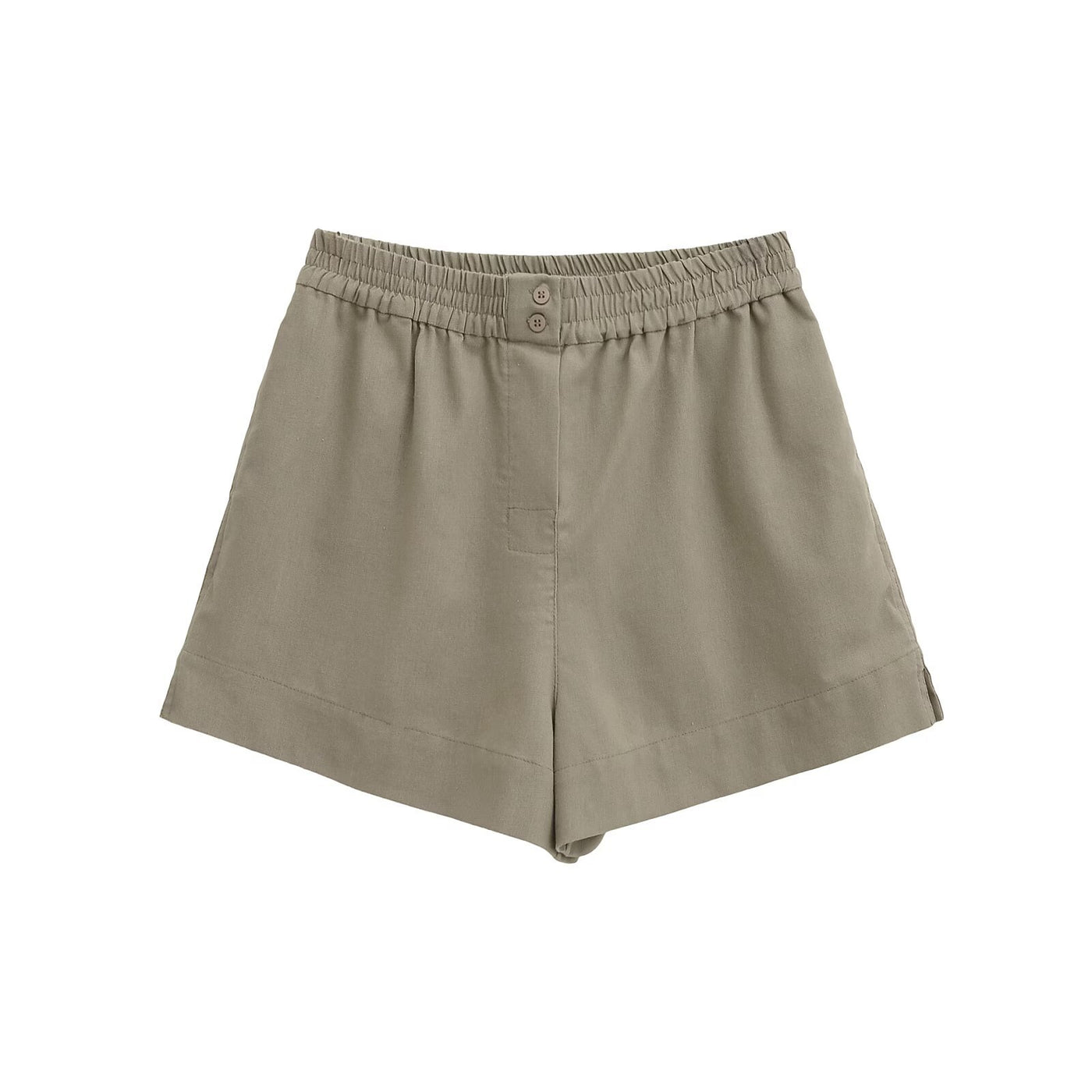 Mila | High-Waist Elasticated Button-Front Linen Shorts