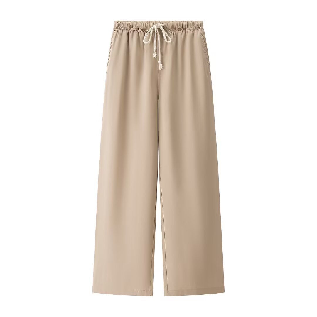 Eliza | Drawstring Waist Wide-Leg Linen Trousers with Side Pockets