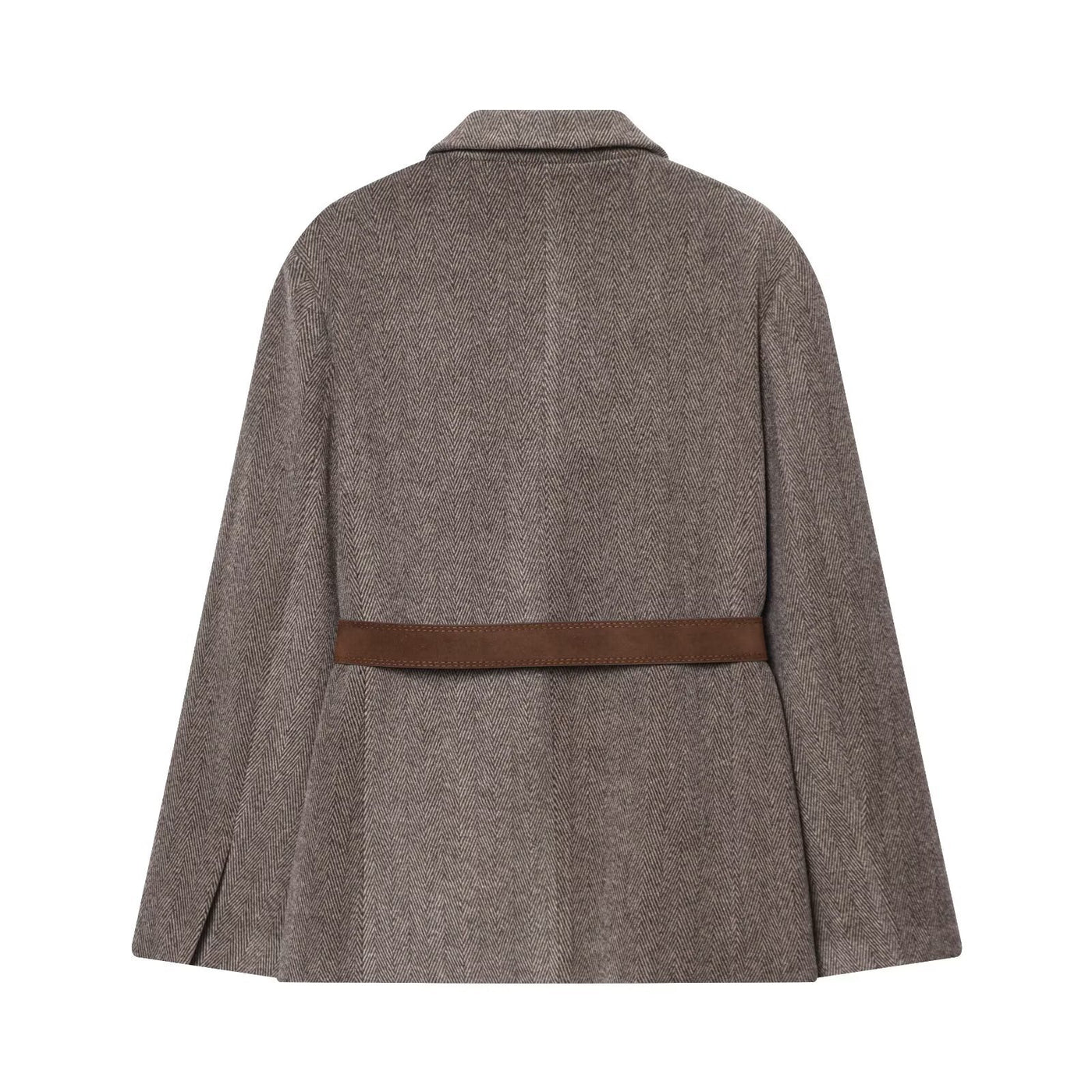 Saffron | Oversized Herringbone Belted Blazer