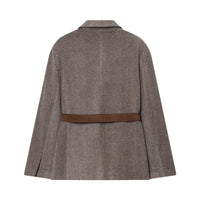 Saffron | Oversized Herringbone Belted Blazer