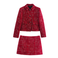 Nancy | Boucle Knit Cropped Jacket Short Set
