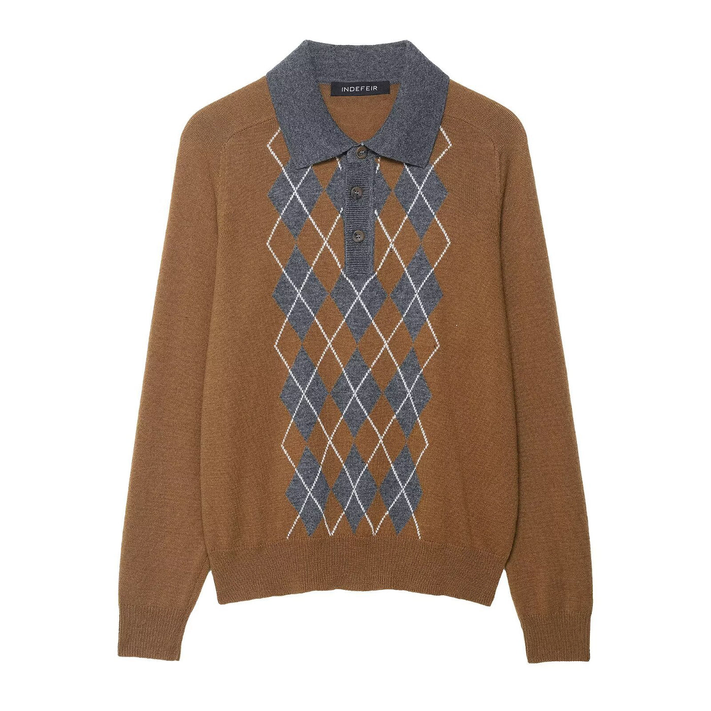 Layla | Argyle Knit Polo Top
