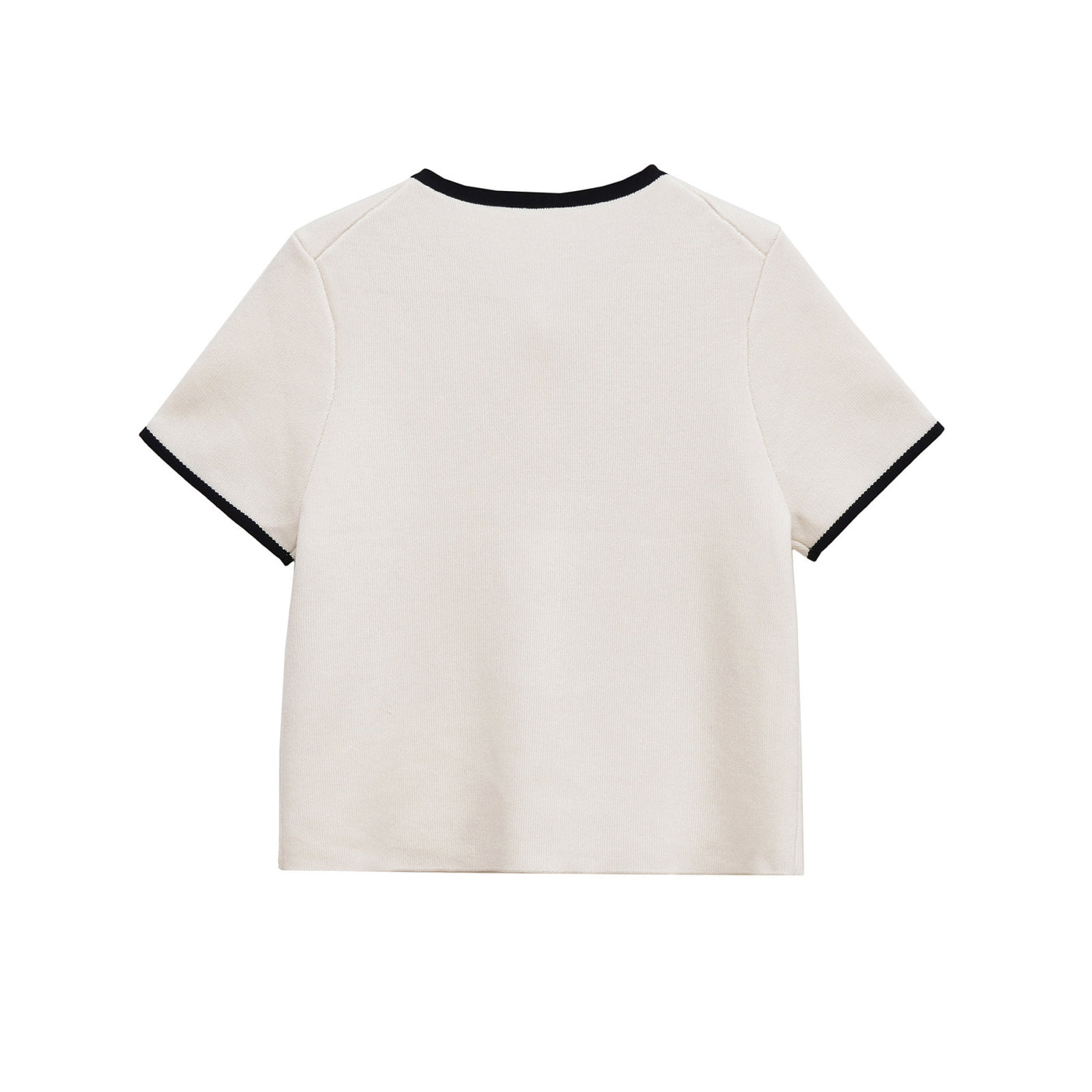 Felicity | Bow Neck Contrast Trim Cropped Jersey Top