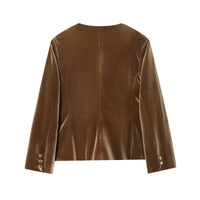 Esme | Velvet Deep V-Neck Blazer Wide Leg Co-ord Set