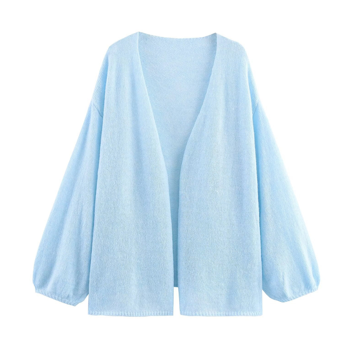 Rosie | Balloon Sleeve Open Front Ribbed Cuff Relaxed Cropped Knit Cardigan