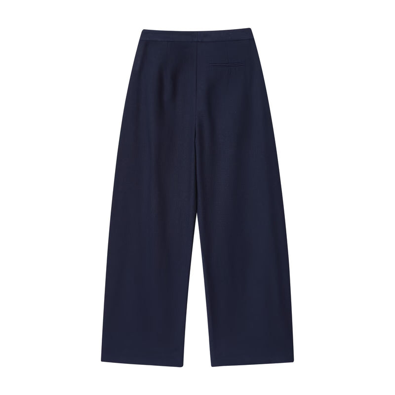 Tallulah | Wide Leg Pleated Trousers Navy