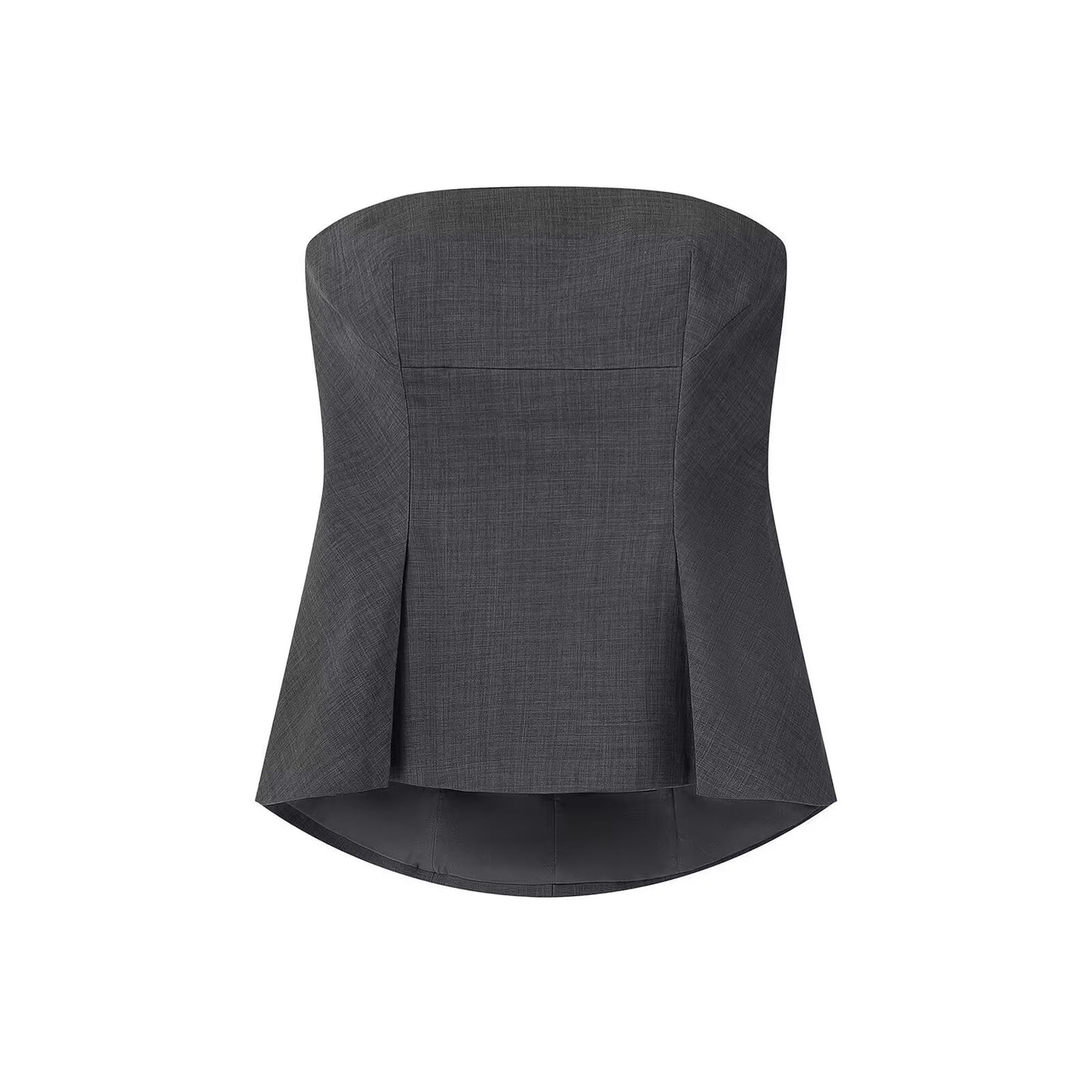 Thea | Smart Casual Peplum Top Strapless Grey Tailored Pleated