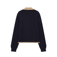 Violet | Contrast Collar Cropped Knit Cardigan