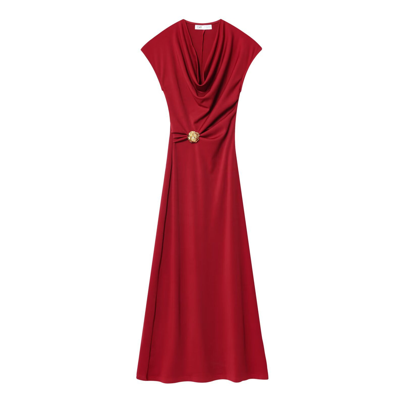 Camilla | Cowl Neck Gold Hardware Maxi Dress