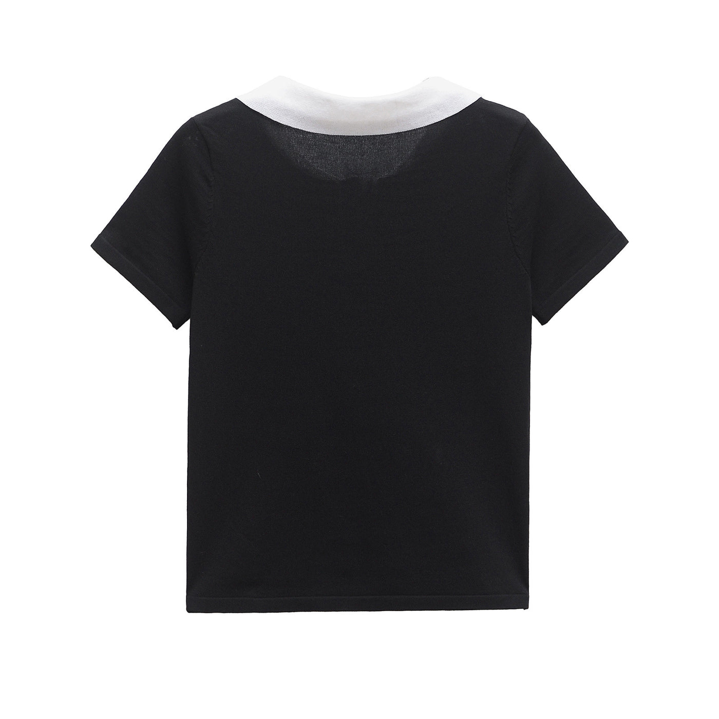 Sienna | Contrast Collar Gold Button Knit Polo Top