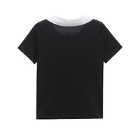 Sienna | Contrast Collar Gold Button Knit Polo Top