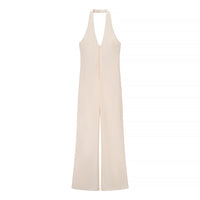 Connie | Tailored Wide-Leg Halter Jumpsuit in Cream