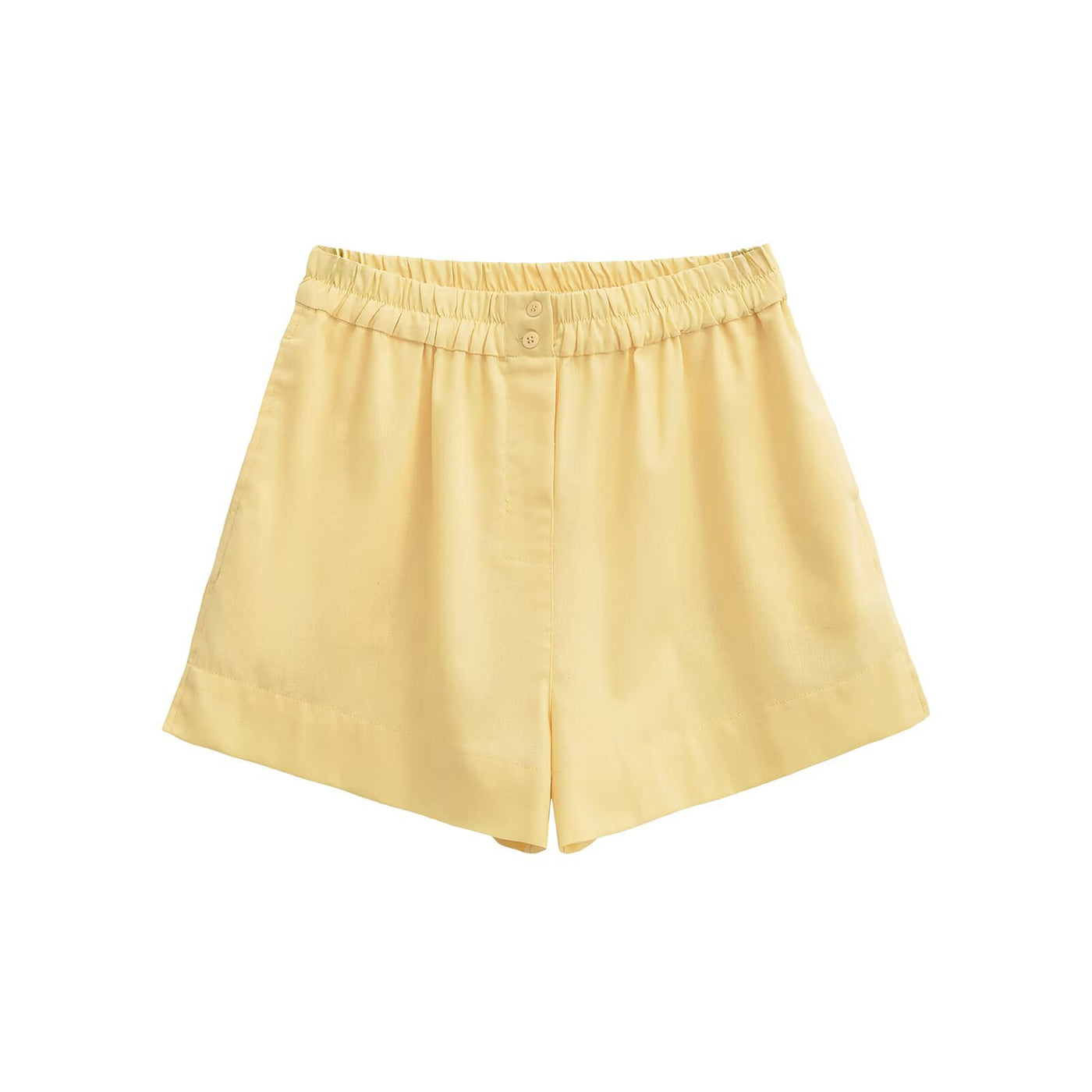 Mila | High-Waist Elasticated Button-Front Linen Shorts