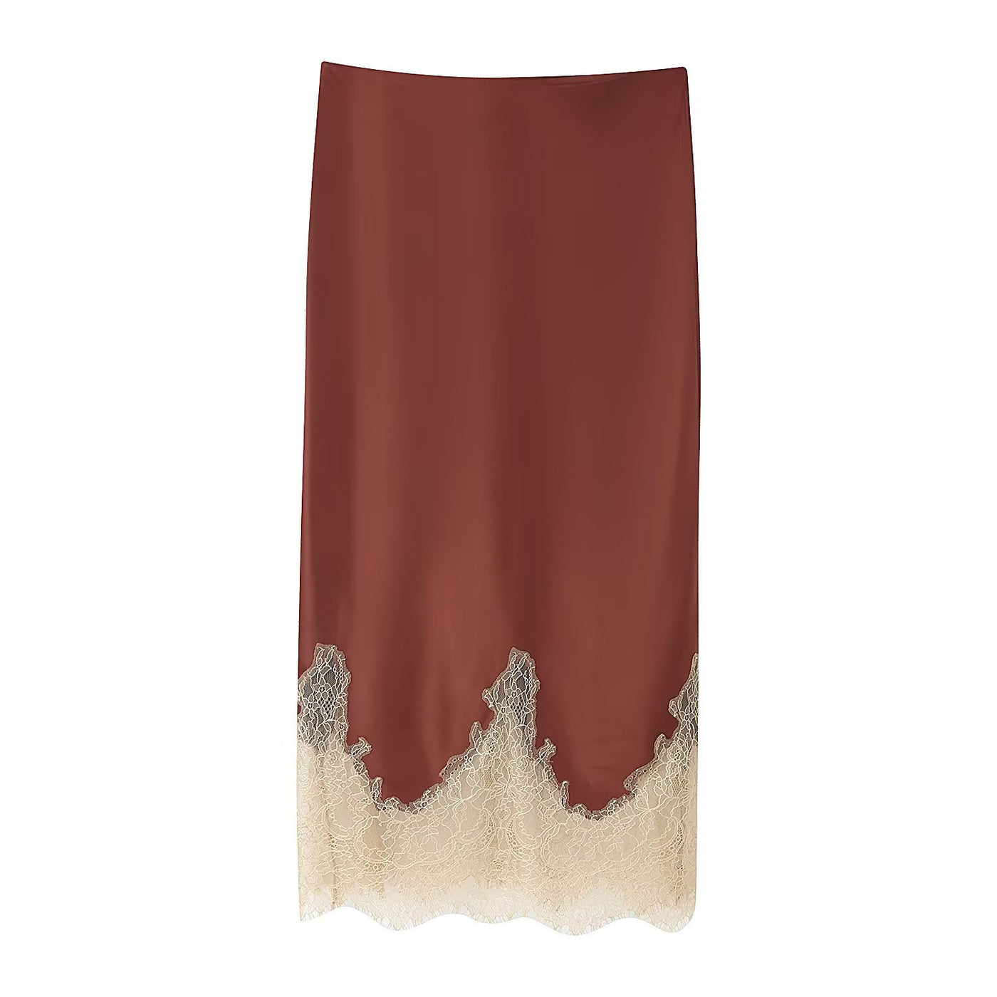 Lottie | Satin Lace Trim Slip Midi Skirt