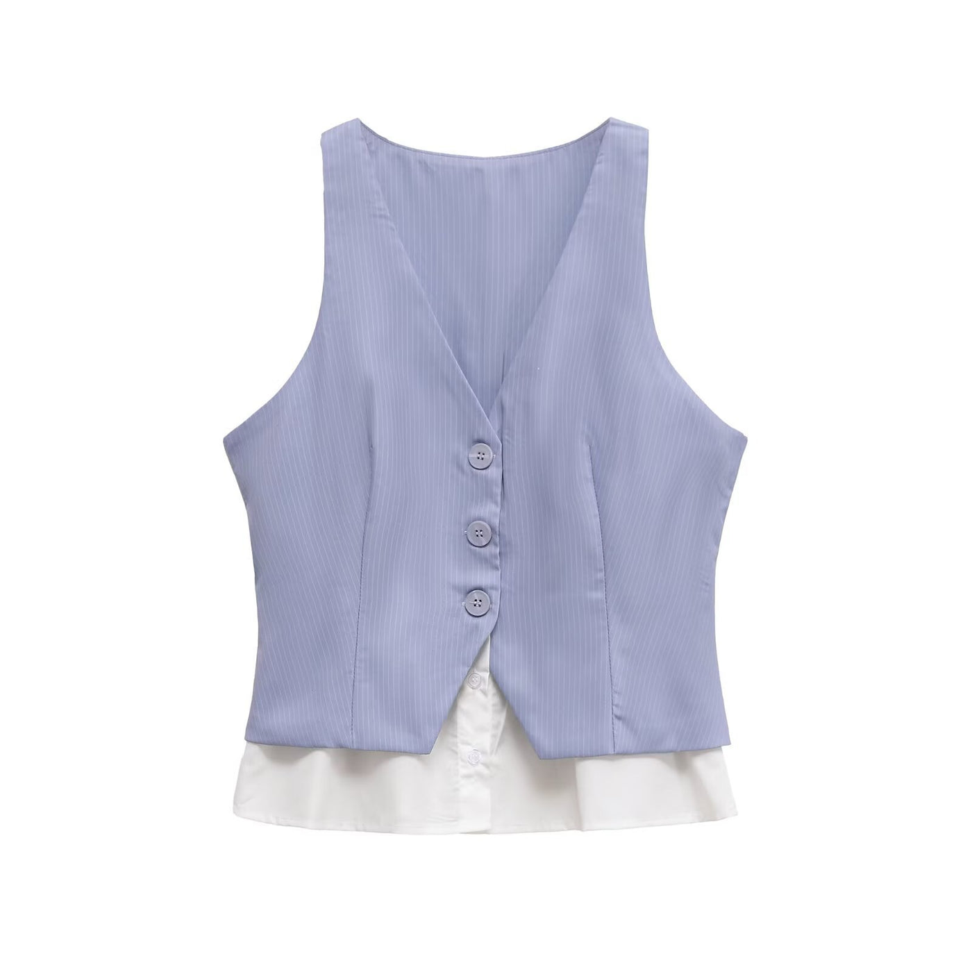 Emmeline | Pinstripe Button-Front Cropped Waistcoat