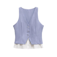 Emmeline | Pinstripe Button-Front Cropped Waistcoat