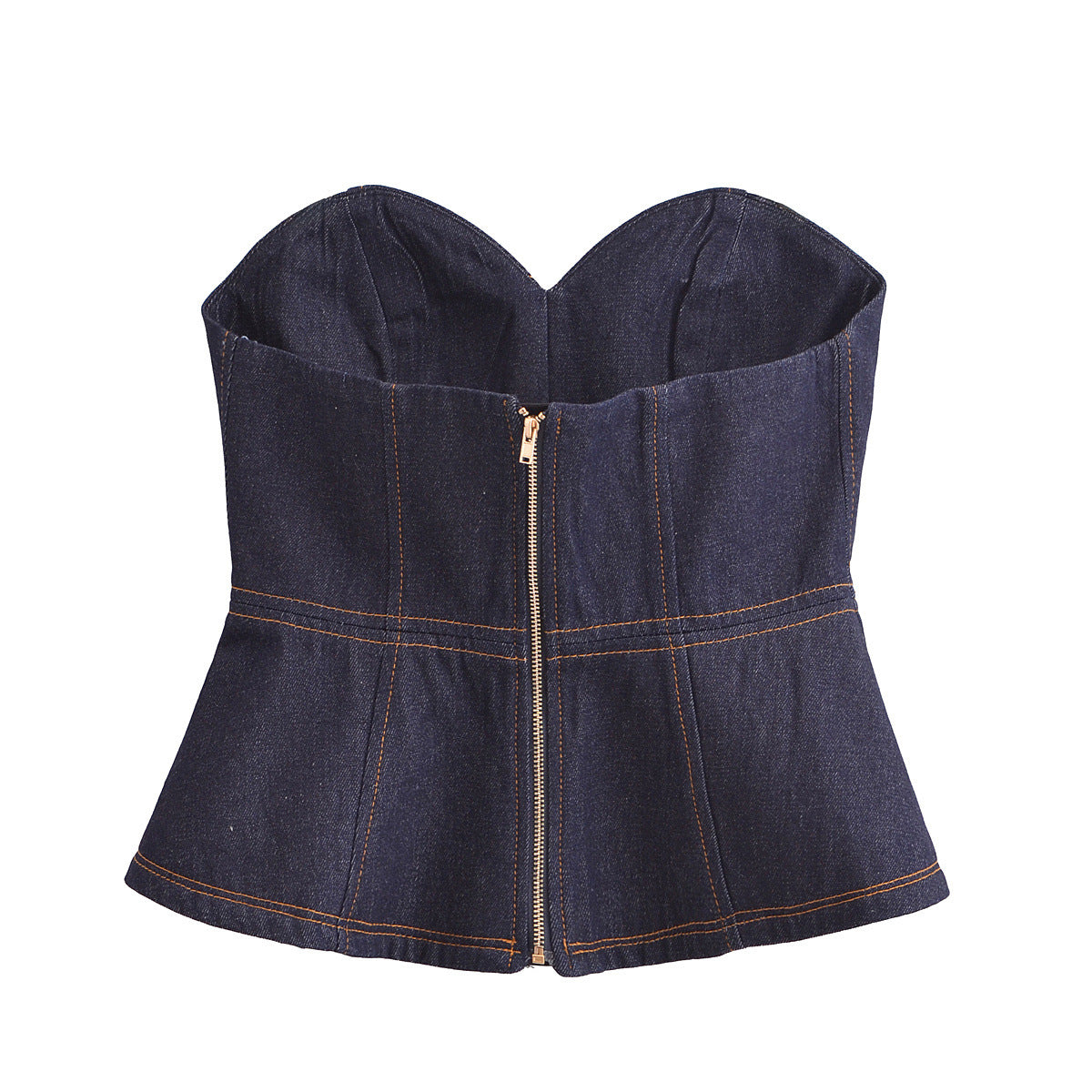 Harriet | Dark Wash Denim Corset Peplum Top