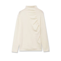 Ella | High Neck Side Ruching Long Sleeve Fitted Jersey Knit Top