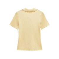 Hannah | Jewel Button Ribbed Knit Polo Top