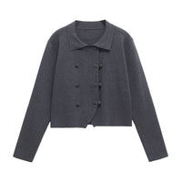 Layla | Peter Pan Collar Asymmetric Toggle Button Cropped Knit Cardigan