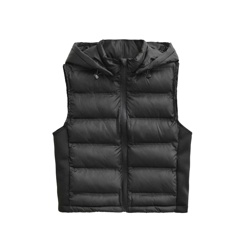 Kit | Puffer Jacket Black Quilted Hooded Sleeveless Zip Up