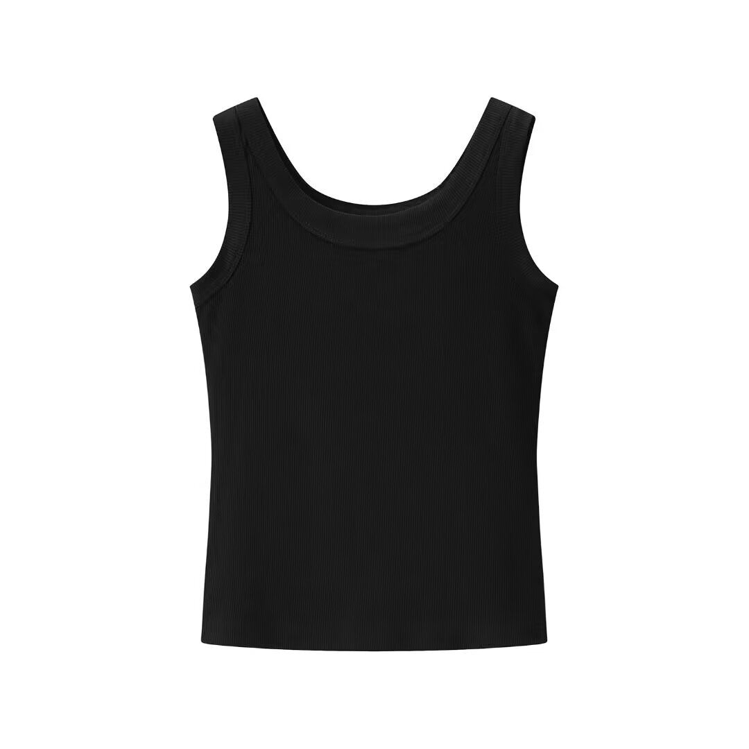 Mary | Ribbed Scoop Neck Fitted Vest Top