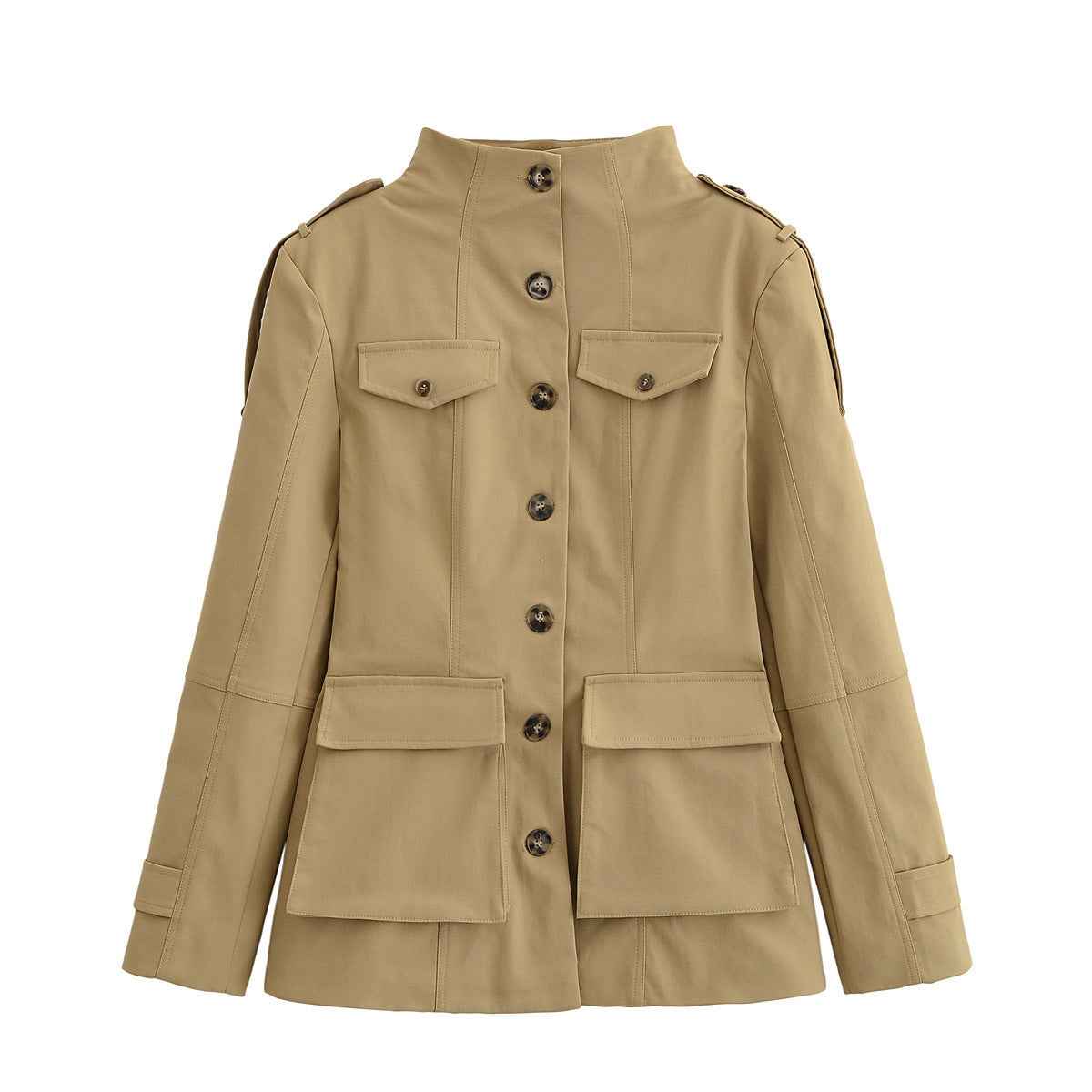 Alma | Utility Jacket Camel Long Pocket Button