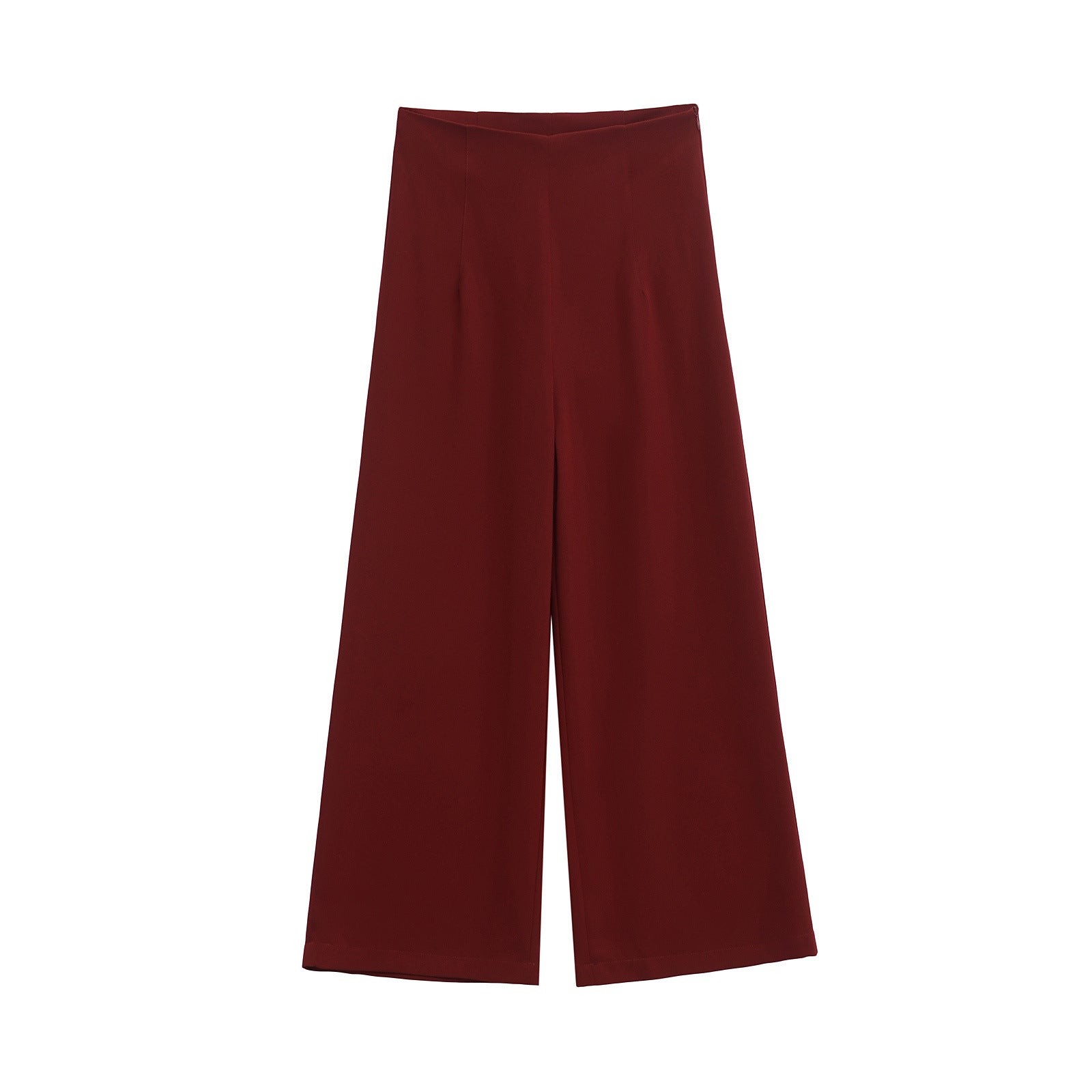 Maroon wide-leg pants on a white background