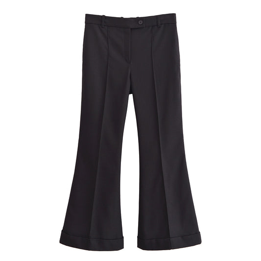 Liv | Elegant Tailored Flared Trousers Black Wide Leg