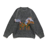 Cecilia | Relaxed Fluffy Knit Pony Print Top