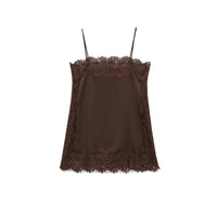 Cora | Two-Tone Silk Scallop Lace Trim Camisole Top
