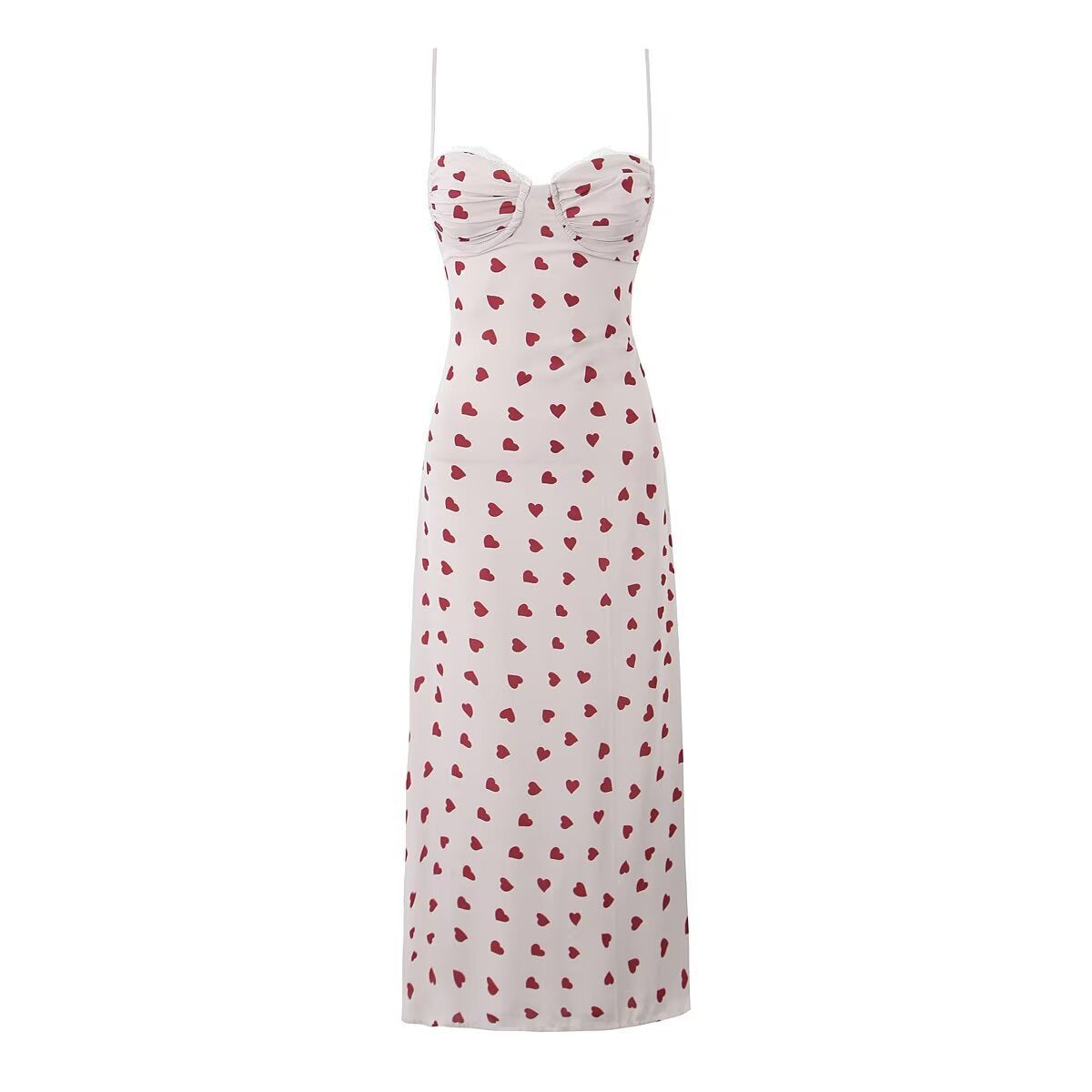 Hope | Heart Print Corset Satin Maxi Dress