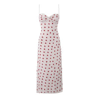 Hope | Heart Print Corset Satin Maxi Dress